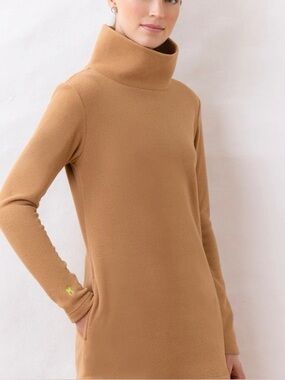 Dudley Stephens Cobble Hill Turtleneck in camel vello fleece